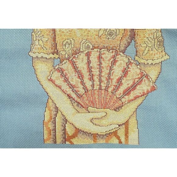 Completed Counted Cross Stitch Victorian Lady Hat Fan Aida Beautifully Stitched - Picture 5 of 14